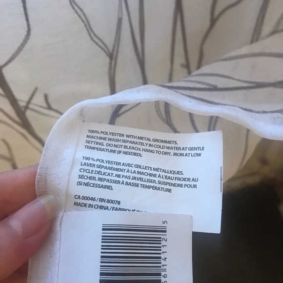 Shear 1 panel Curtains White and grey nwot - Picture 3 of 7